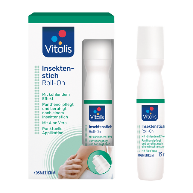 VITALIS kukaiņu kodumu rullītis ar pantenolu un alveju, 15 ml, jauns un iepakojumā