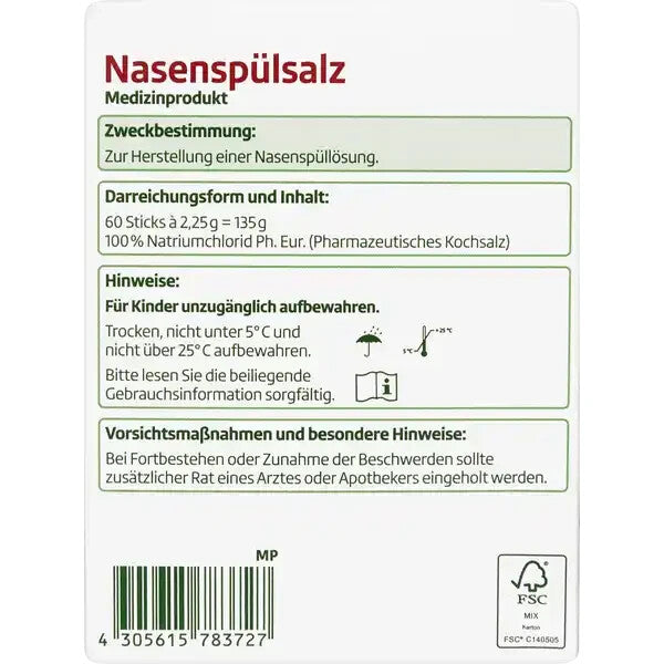 Altapharma Nasenspülsalz, bei Schnupfen und Pollenallergie, 1x60St., neu