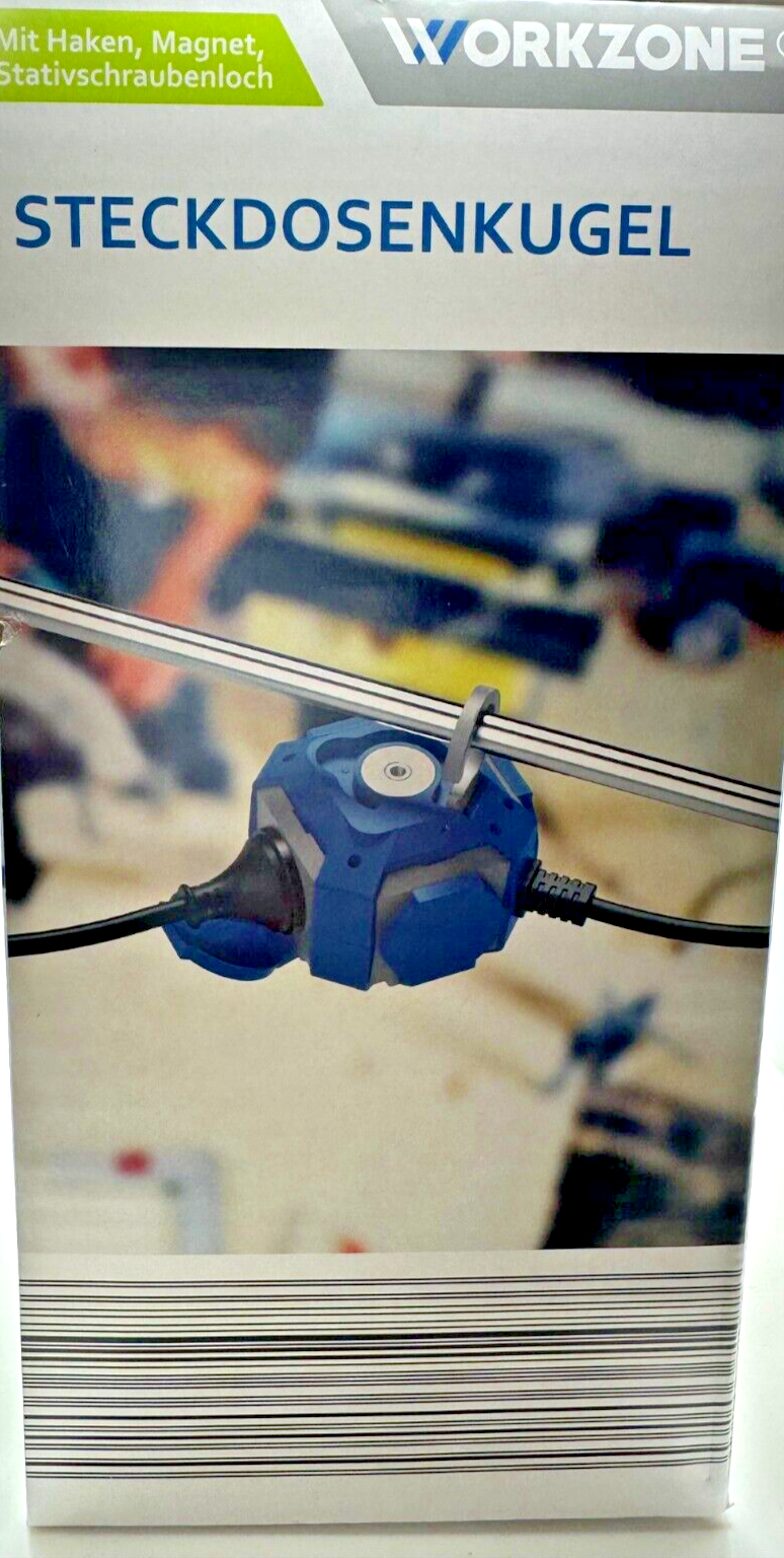 Steckdosenkugel WORKZONE, 4-fach für Innen und Außen, Neu, OVP