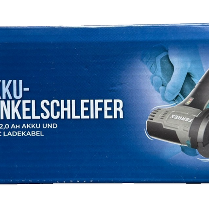 FERREX 12 V akumulatora leņķa slīpmašīna, komplektā ar 2,0 Ah akumulatoru, USB-C uzlādes kabeli, new&amp;ovp