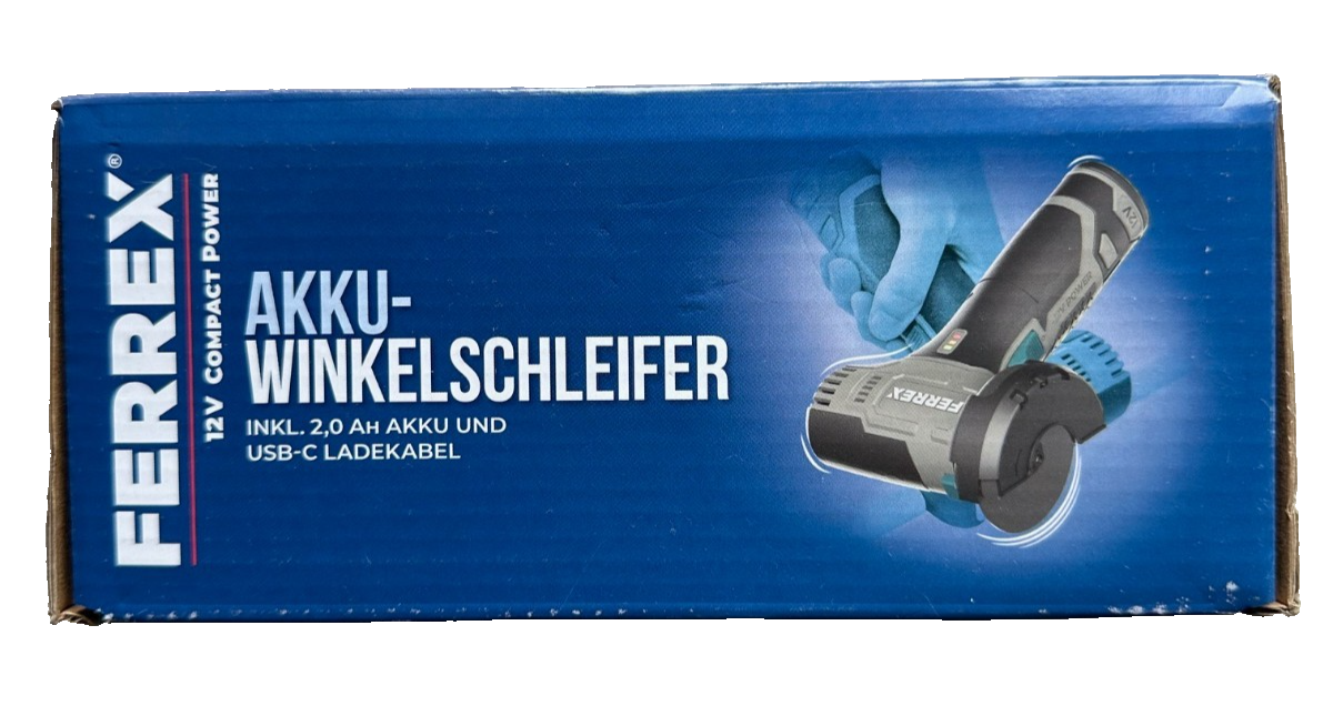 FERREX 12 V Akku Winkelschleifer, inkl. 2,0 Ah Akku, USB-C Ladekabel, neu&ovp