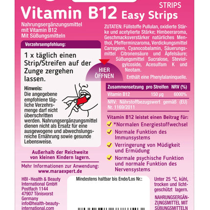 شرائح مارا إكسبيرت سهلة الاستخدام لفيتامين ب12، 24 شريحة، شرائح لسان، جديدة ومختومة