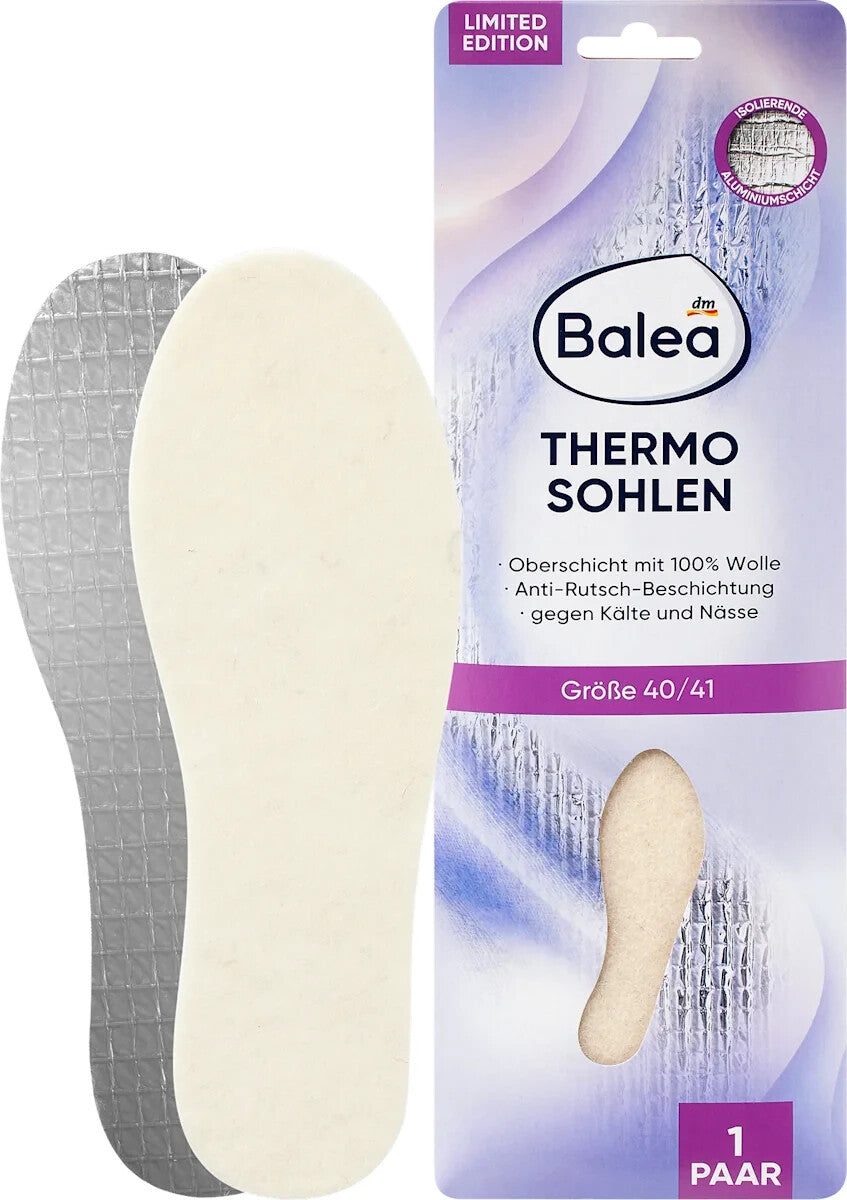 Balea Einlegesohlen Thermo Gr. 40/41 (1 Paar), 100% Wolle, Ali-ISO-Schicht, neu