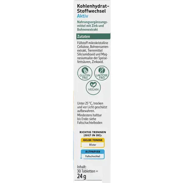 Altapharma Kohlenhydrat-Stoffwechsel Aktiv, 1x30 Tabletten, vegan, neu&ovp