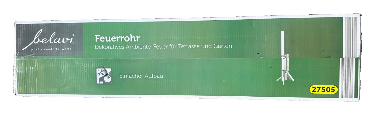 Belavi Ambiente Feuerrohr Feuersäule, Edelstahl, Sicherheitsglas, neu&ovp