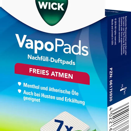 WICK VapoPads, 1x7 gabali, mentola spilventiņi, jauni un aizzīmogoti