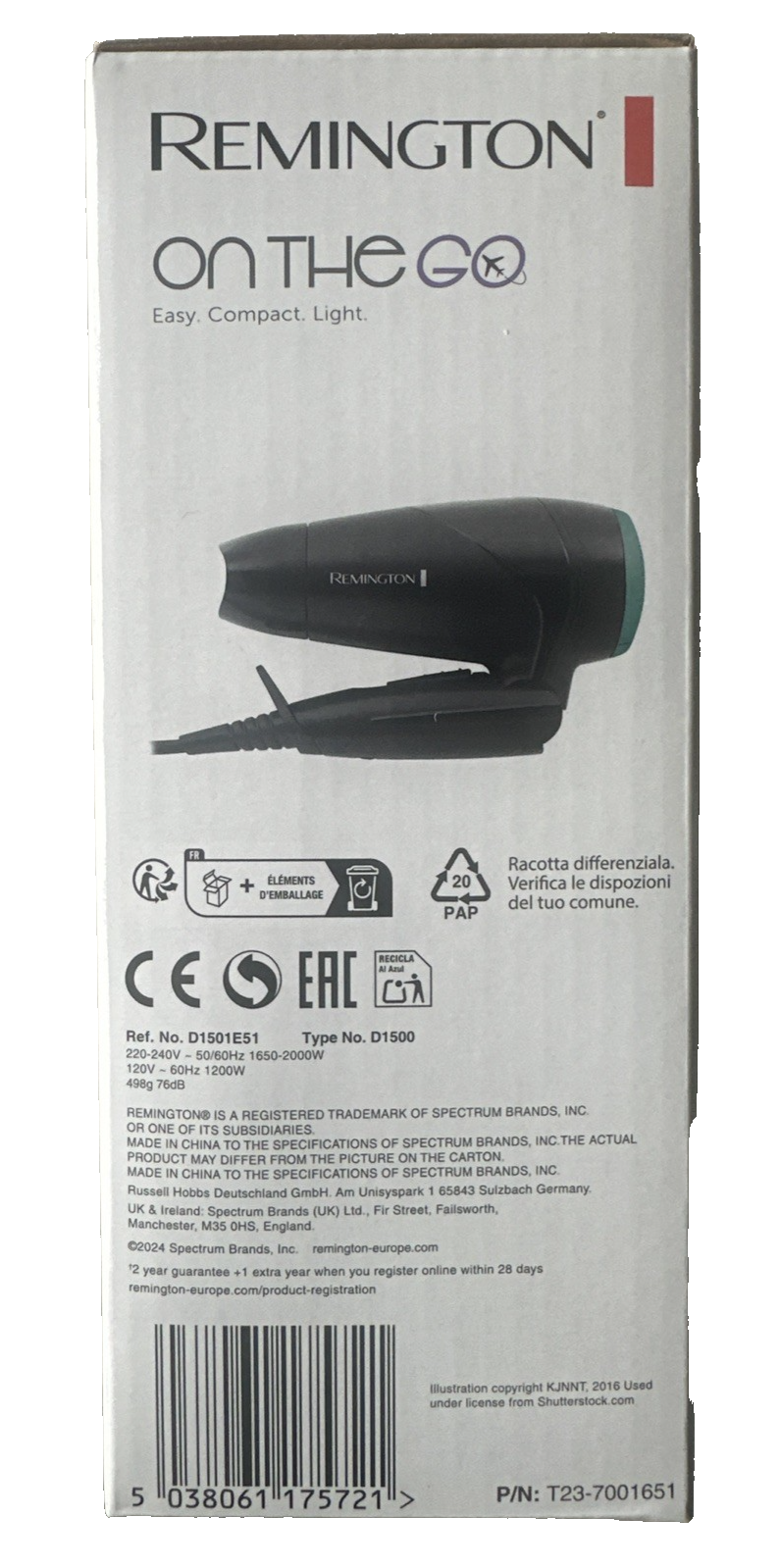 Remington Reiseföhn, 2000 W, Klappbarer Haartrockner mit Diffusor, neu&ovp