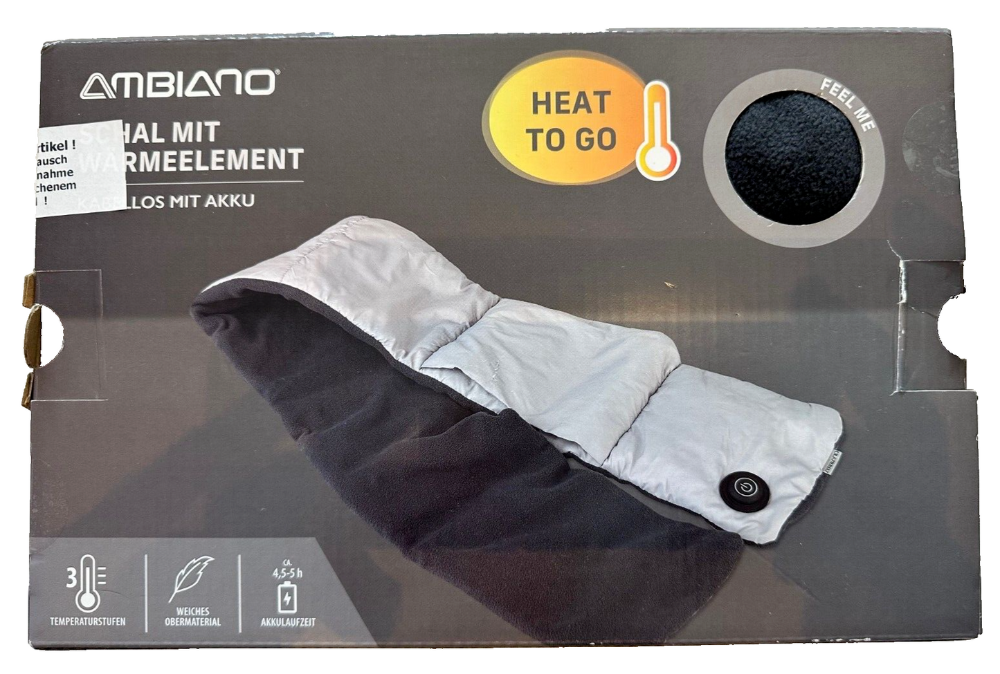 AMBIANO Akku-Wärmeschal Heat To Go, mobile Wärme Kabellos, aufladbar, neu&ovp