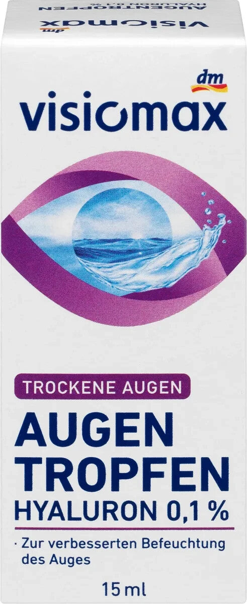 VISIOMAX acu pilieni ar 0,1% hialuronskābi, 15 ml, jauni un noslēgti