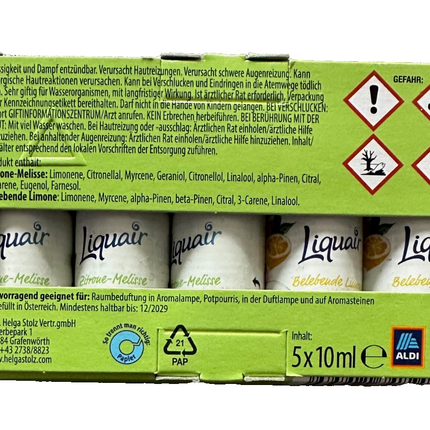 Liquair ēterisko eļļu 5 daļu komplekts aromlampai (citrons-melisa/uzmundrinošs laims)