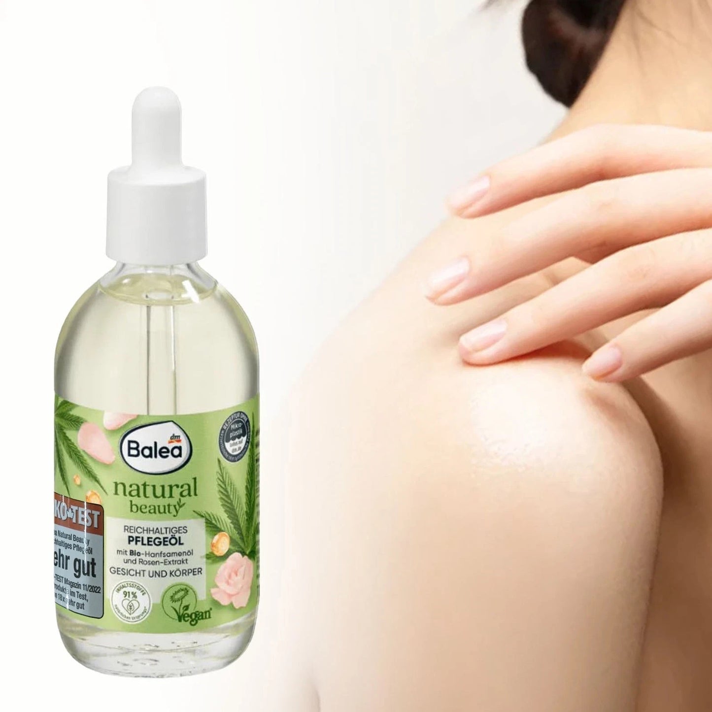 Balea Natural Beauty Pflegeöl mit Bio-Hanfsamenöl und Rosen-Extrakt, 100ml, neu
