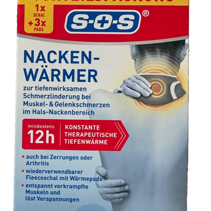 SOS kakla sildītājs sāpju mazināšanai kakla un plecu rajonā, 1 šalle + 3 ieliktņi