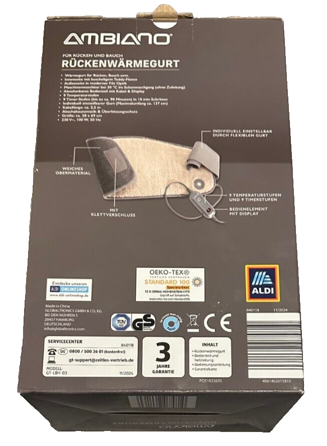 AMBIANO Rückenwärmegurt, für Rücken und Bauch, neu&ovp