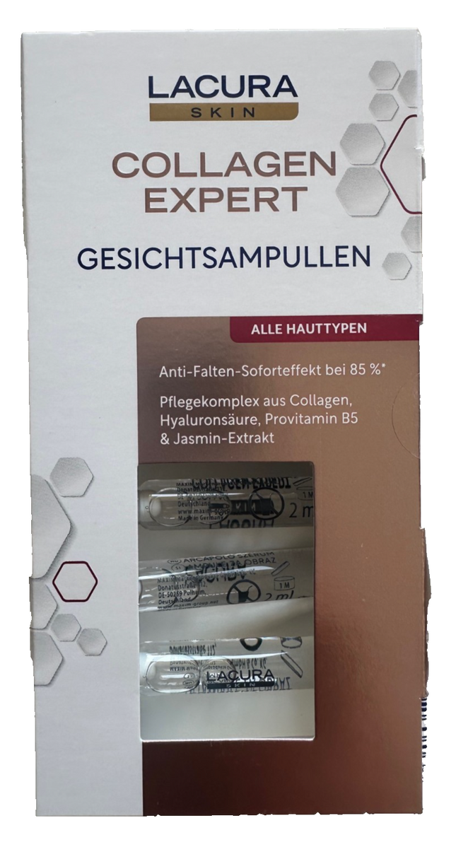 Lacura Skin Collagen Expert sejas ampulas, pretgrumbu līdzeklis, 7x2 ml, jaunas un aizzīmogotas