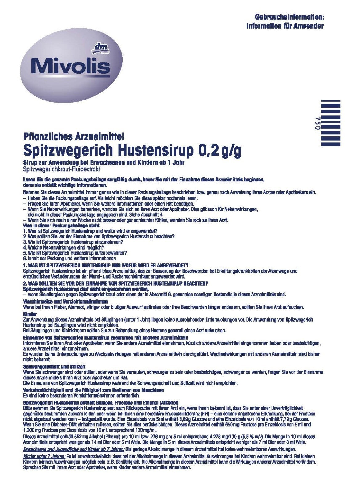 Mivolis Spitzwegerich Hustensirup, 200 ml, neu&ovp