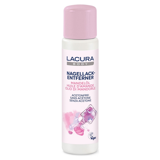 Lacura ķermeņa nagu lakas noņēmējs, ar mandeļu eļļu, bez acetona, 200 ml, jauns un noslēgts