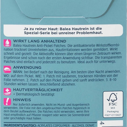 Balea pretpūtīšu plāksteri ādas tīrīšanai, 1x36 gab., jauni un nov.