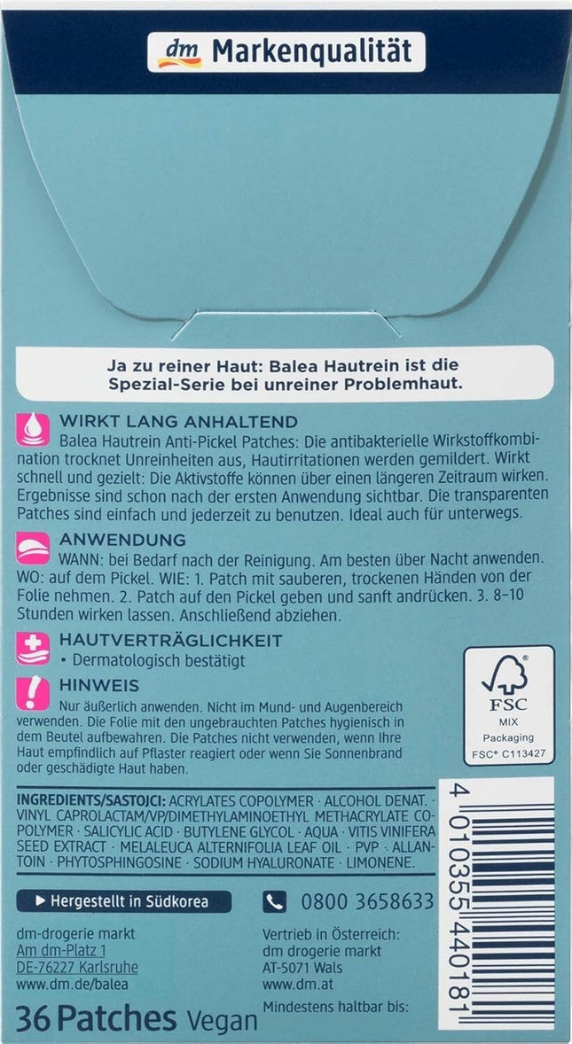 Balea pretpūtīšu plāksteri ādas tīrīšanai, 1x36 gab., jauni un nov.