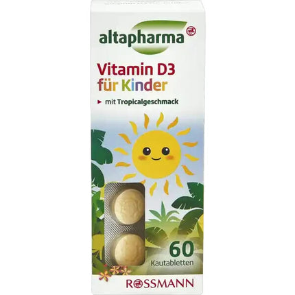 Altapharma D3 vitamīns bērniem košļājamās tabletes 1x60 tabletes, jaunas un aizzīmogotas