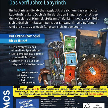 EXIT® — Spēle: Nolādētais labirints, paredzēta 1 līdz 4 spēlētājiem, no 10 gadu vecuma, jauna