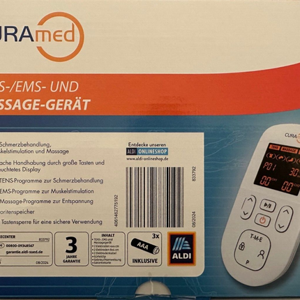 CuraMed TENS-EMS-Massagegerät Tens mit 60 Programmen inkl. Gürtelclip, neu&ovp