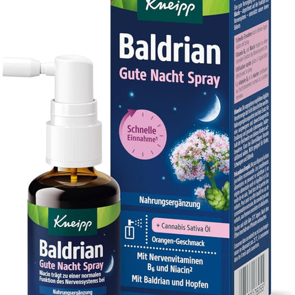 Kneipp Valerian Good Night Spray - ar Cannabis Sativa eļļu, 30ml, jauns un iepakojumā