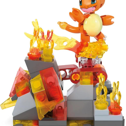 MEGA Pokémon Charmander's Fiery Spin, būvēšanas komplekts ar kustības akmeni, jauns un aizzīmogots