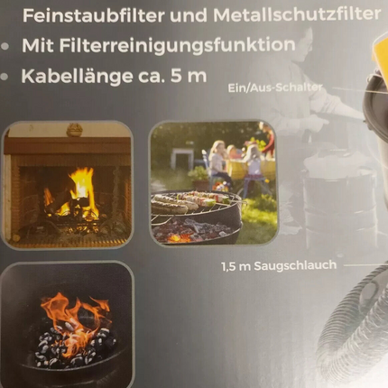 FERREX pelnu un rupjo netīrumu putekļsūcējs, 1300 W kamīns, plīts un putekļsūcējs, jauns