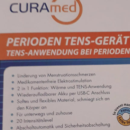 CuraMed Wärme Tens-Gerät bei Perioden Menstruationsschmerzen, mit Akku, neu&ovp