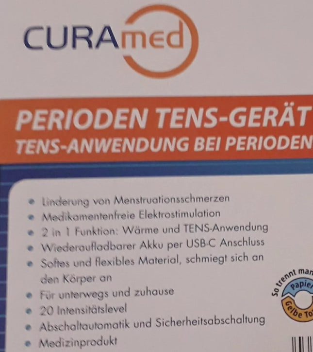 CuraMed Wärme Tens-Gerät bei Perioden Menstruationsschmerzen, mit Akku, neu&ovp
