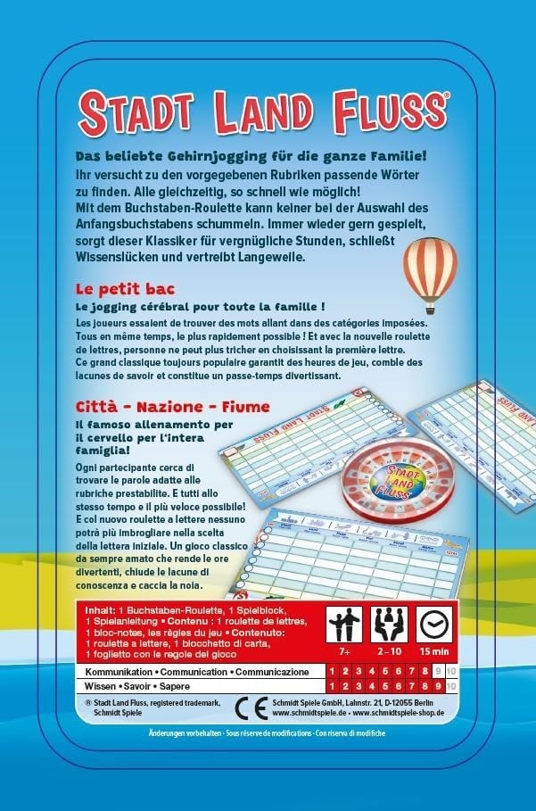 Schmidt Spiele, Stadt-Land-Fluss, Mitbringspiel in Metalldose, Reisespiel, neu