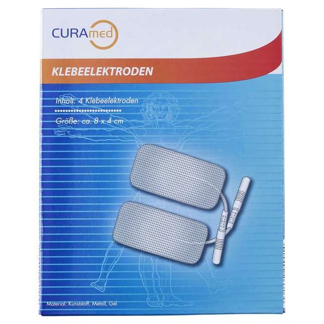 Curamed TENS līmējošie elektrodi, 1 x 4 gabali, 8 x 4 cm, jauni un aizzīmogoti