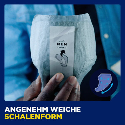 TENA MEN Active Fit 2. līmeņa absorbējošie ieliktņi urīna nesaturēšanai, 1 x 10 ieliktņi, jauni un aizzīmogoti