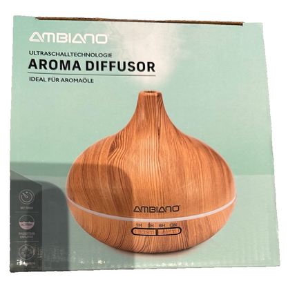 AMBIANO ultraskaņas aromdifuzors, LED apgaismojums, taimeris, jauns un noslēgts