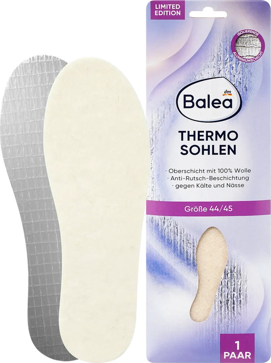 Balea Einlegesohlen Thermo Gr. 44/45 (1 Paar), 100% Wolle, Ali-ISO-Schicht, neu