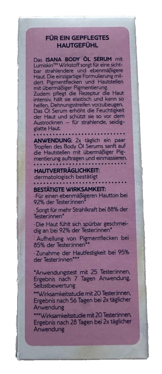Isana Body Öl Serum mit Lumiskin, 1x90 ml, neu&ovp