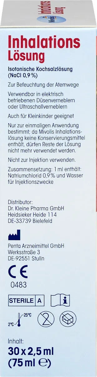 محلول استنشاق ميفوليس، 30 قرصًا، 75 مل، لترطيب مجاري الهواء، جديد ومختوم