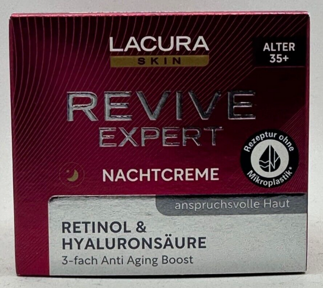 LACURA Skin Revive Expert nakts krēms, trīskāršs pretnovecošanās efekts, 50ml, JAUNS UN IZLIETOTS