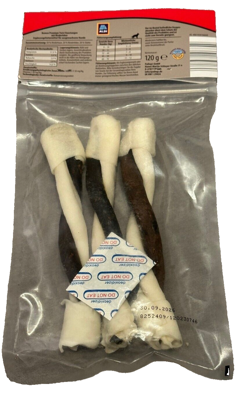 3x 120g (360g) ROMEO PREMIUM Twist Kaustangen "Rinderleber", neu&ovp