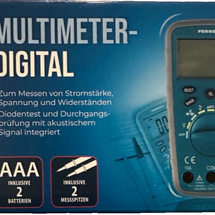 Ferrex digitālais multimetrs, voltmetrs, pretestības, strāvas, ampēru mērīšana, jauns un noslēgts