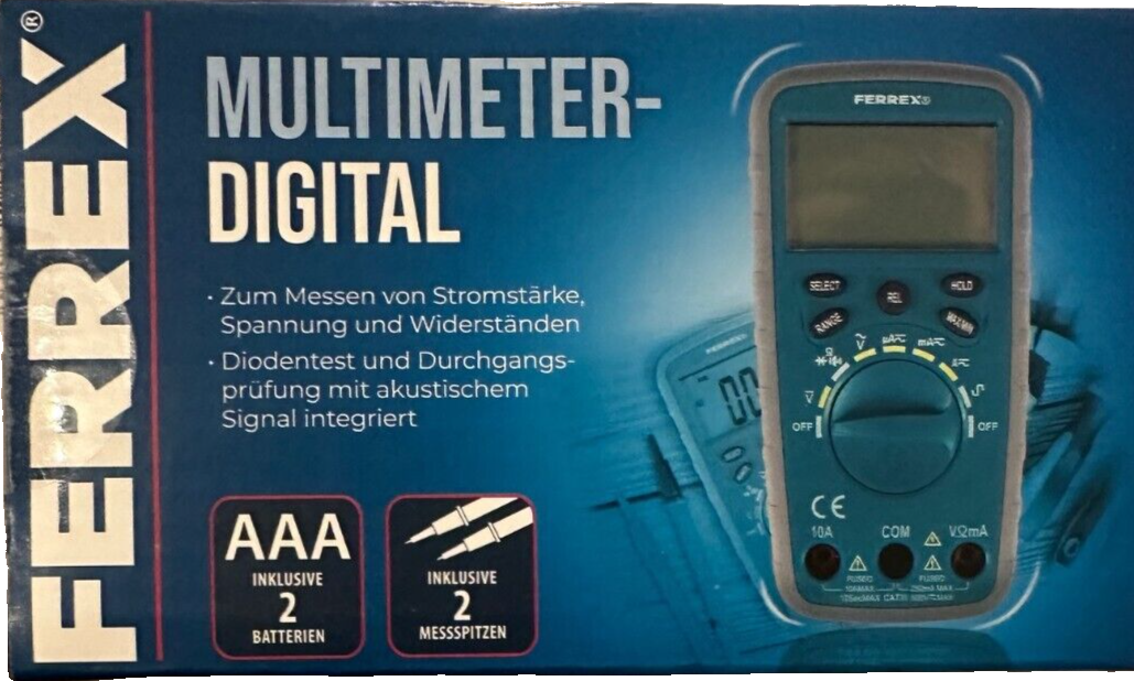 Ferrex Multimeter-Digital, Voltmeter Widerstand Stromstärke Amper Messen neu&ovp