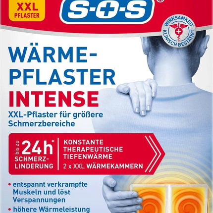SOS siltuma plāksteri INTENSE, XXL siltuma plāksteri muguras sāpēm, 1 x 3 gab., jauni un aizzīmogoti