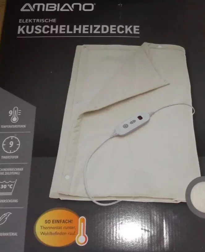 AMBIANO Elektrische Kuschelheizdecke, 9 Stufen, Timer, 160 Watt, neu&ovp