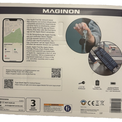 Maginon Smart Tag Pro II, iOS un Android ierīcēm, 2 iepakojumā, melns, jauns un aizzīmogots