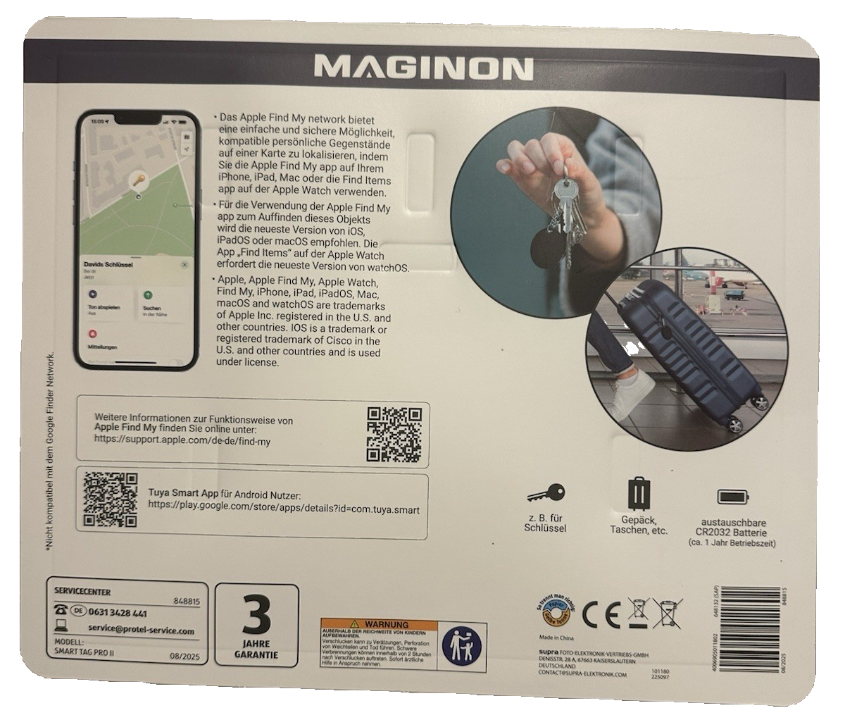 Maginon Smart Tag Pro II, iOS un Android ierīcēm, 2 iepakojumā, melns, jauns un aizzīmogots