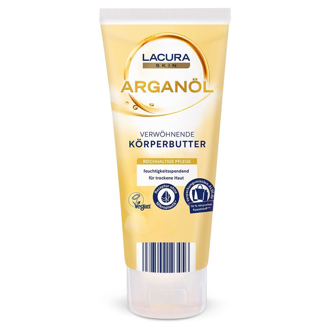 Lacura Skin Argan Oil, lutinošs ķermeņa sviests, mitrinošs, vegāns, 200ml