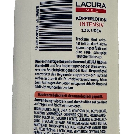Lacura Med intensīvs ķermeņa losjons, 10% urīnviela, piemērots atopiska dermatīta ārstēšanai, 300ml