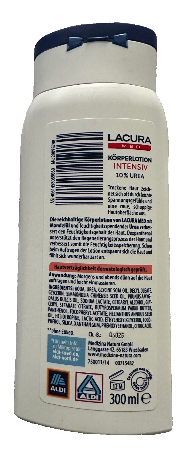 Lacura Med intensīvs ķermeņa losjons, 10% urīnviela, piemērots atopiska dermatīta ārstēšanai, 300ml