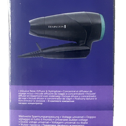 Remington ceļojumu matu fēns, 2000 W, salokāms matu fēns ar difuzoru, jauns un aizzīmogotā iepakojumā