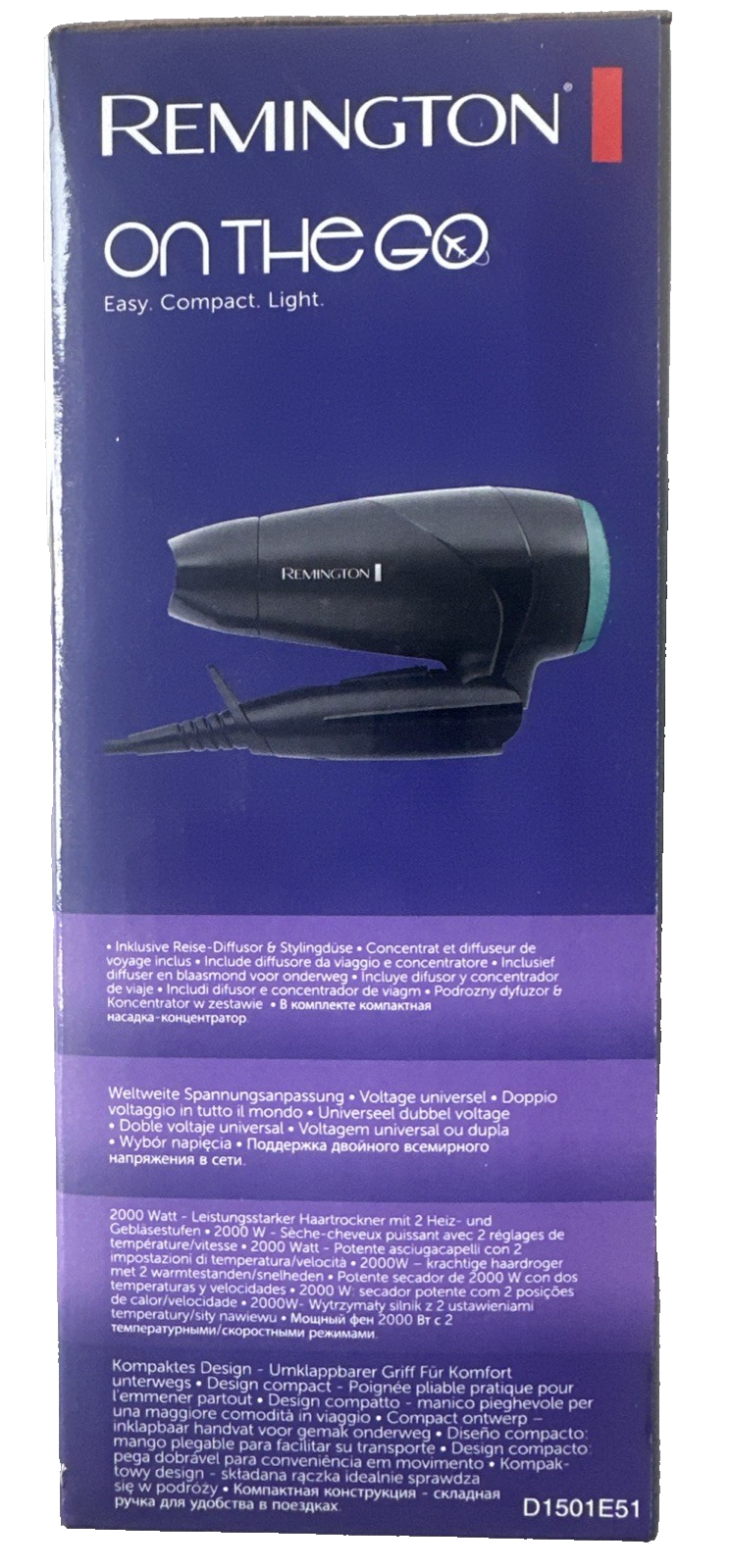 Remington Reiseföhn, 2000 W, Klappbarer Haartrockner mit Diffusor, neu&ovp